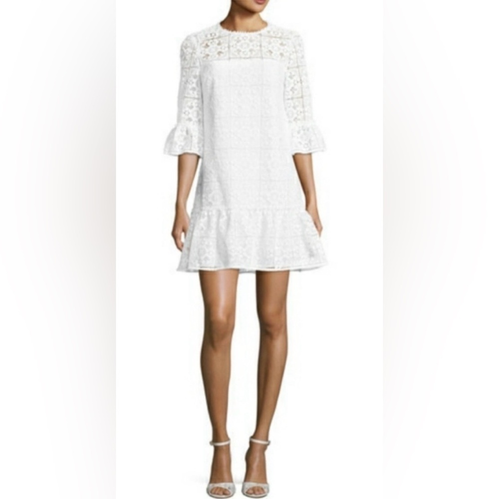 Kate Spade New York White Lace Flounce Shift Dress